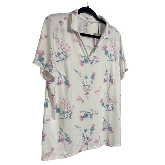 PUMA Matter Lowlands Short Sleeve Floral Polo Knit Golf Tennis Shirt NWT XL - Picture 4 of 6
